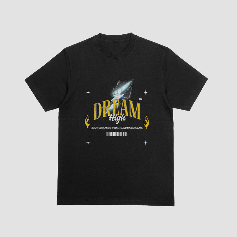 DREAM HIGH- Minimalist Streetwear Casual T-shirt (Black)