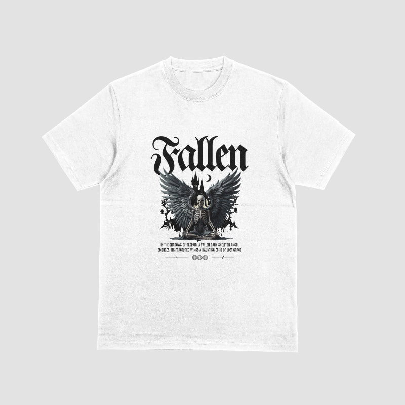 Fallen Skeleton Wings Casual T-shirt (white)