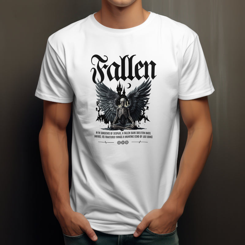 Fallen Skeleton Wings Casual T-shirt (white)