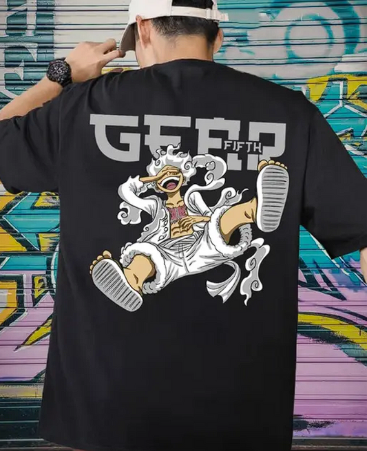 Luffy Gear 5 Cotton Blend Graphic Printed Oversized T-Shirt