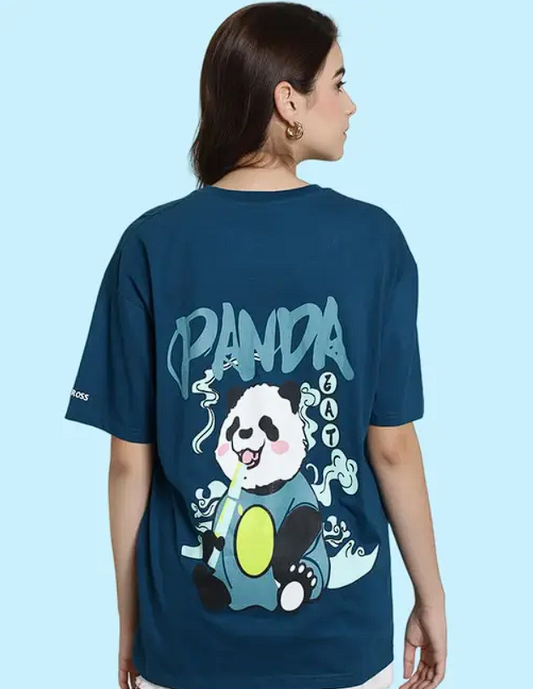 Panda Vibes Printed Oversized Tee for Women